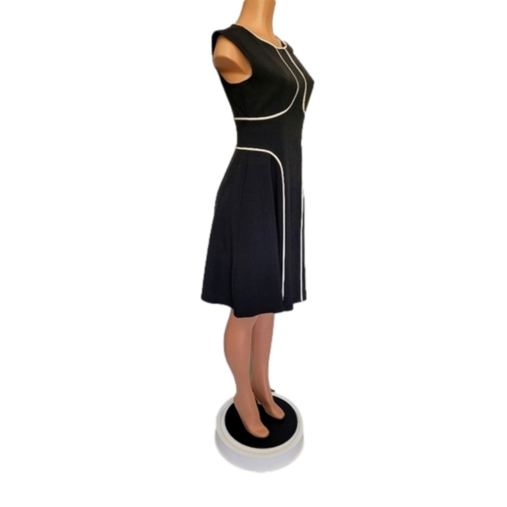 London Style Black and White Fit and Flare Dress Size 6 - Picture 4 of 7